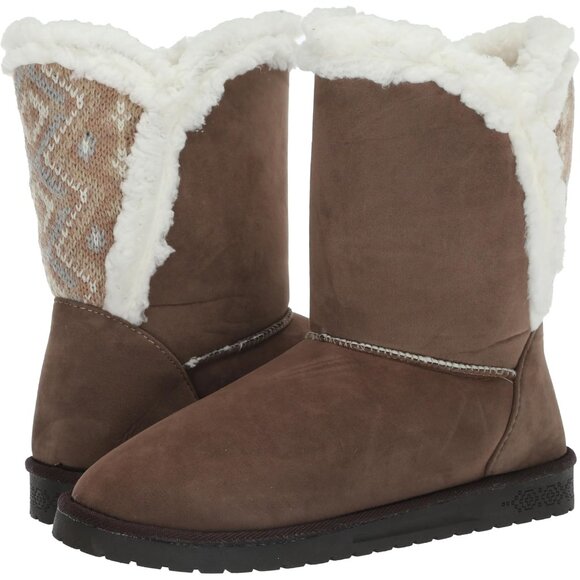 Women's Faux Suede Mid Calf Boots Waterproof Faux Fur Warm Shoes - Picture 7 of 7